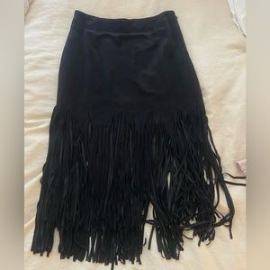 suede fringe skirt